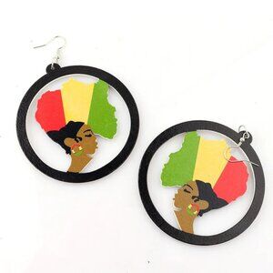 Africa Map as Woman's Afro Earrings #2